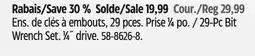 Canadian Tire Mastercraft Ens. de clés à embouts, 29 pces. Prise 1⁄4 po. / 29-Pc Bit Wrench Set. 1⁄4˝ drive offer