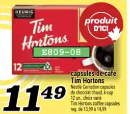 Marché Richelieu CAPSULES DE CAFÉ TIM HORTONS | TIM HORTONS COFFEE CAPSULES offer