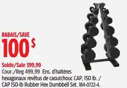 Canadian Tire CAP Barbell 150-lb Rubber Hex Dumbbell Set offer