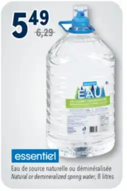 Familiprix ESSENTIEL, demineralized spring water, 8 litres offer