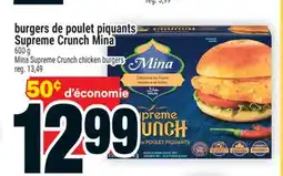 Super C burgers de poulet piquants Supreme Crunch Mina | Mina Supreme Crunch chicken burgers offer