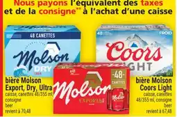 Super C bière Molson Export, Dry, Ultra | beer offer
