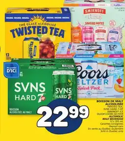 Marché Bonichoix TWISTED TEA, SVNS HARD 7-UP, SMIRNOFF ICE OR COORS SELTZER ALCOHOLIC MALT BEVERAGE offer