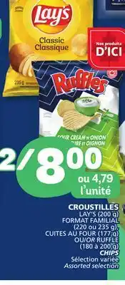 Marché Bonichoix LAY'S (200 g) FORMAT FAMILIAL (220 ou 235 g), CUITES AU FOUR (177 g) RUFFLE (180 to 200 g) CHIPS offer