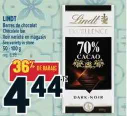 Marché Adonis LINDT BARRES DE CHOCOLAT | LINDT CHOCOLATE BAR offer