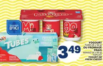 Marché Bonichoix TUBES (8 x 56 g) OR MINIGO (6 x 60 g) YOPLAIT YOGURT OR FRESH CHEESE offer