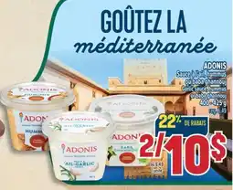Marché Adonis ADONIS SAUCE À L'AIL, HUMMUS OU BABA GHANNOUJ | ADONIS GARLIC SAUCE, HUMMUS OR BABA GHANNOUJ offer