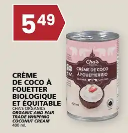 Rachelle-Bery Grocery CHA'S ORGANICS AND FAIR TRADE WHIPPING COCONUT CREAM offer