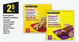 Maxi BARRES GRANOLA TENDRES OU ENROBÉES SANS NOM , 120-175 g offer