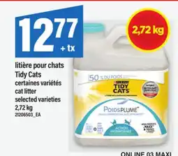 Maxi LITIÈRE POUR CHATS TIDY CATS, 2,72 kg offer