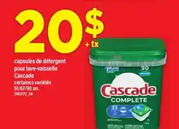 Maxi CAPSULES DE DÉTERGENT POUR LAVE-VAISSELLE CASCADE, 51/67/90 un offer