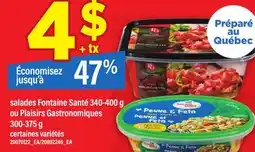 Maxi SALADES FONTAINE SANTÉ, 340-400 G OU PLAISIRS GASTRONOMIQUES, 300-375 G offer