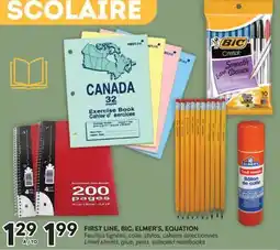Brunet FIRST LINE, BIC, ELMER'S, EQUATION Feuilles lignées, colle, stylos, cahiers sélectionnés offer
