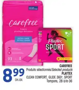 Uniprix CAREFREE Produits sélectionnés/Selected products, PLAYTEX CLEAN COMFORT, GLIDE 360o, SPORT Tampons offer