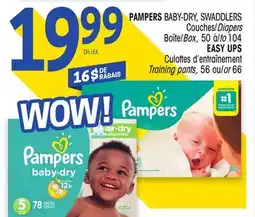 Uniprix PAMPERS BABY-DRY, SWADDLERS Couches/Diapers, EASY UPS Culottes d'entraînement/Training pants offer