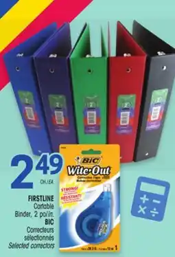 Uniprix FIRSTLINE Cartable/Binder, BIC Correcteurs sélectionnés/Selected correctors offer