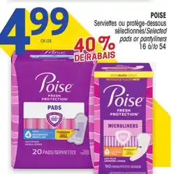 Uniprix POISE Serviettes ou protège-dessous sélectionnés/Selected pads or pantyliners offer