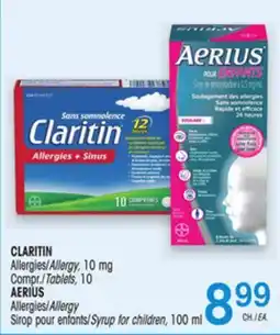 Uniprix CLARITIN Allergies/Allergy, 10 mg AERIUS Allergies/Allergy Sirop pour enfants/Syrup for children offer