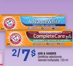 Uniprix ARM & HAMMER Dentifrices sélectionnés/ Selected toothpastes offer