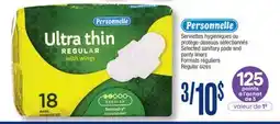 Jean Coutu PERSONNELLE Selected sanitary pads and panty liners Regular sizes offer