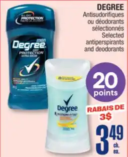 Jean Coutu DEGREE Selected antiperspirants and deodorants offer