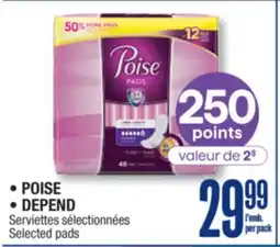 Jean Coutu POISE, DEPEND Selected pads offer