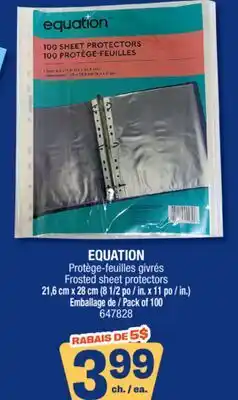 Jean Coutu EQUATION Frosted sheet protectors offer