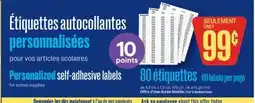 Jean Coutu Personalized self-adhesive labels offer