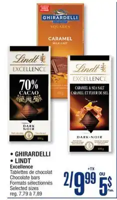 Jean Coutu GHIRARDELLI, LINDT Excellence Chocolate bars Selected sizes offer