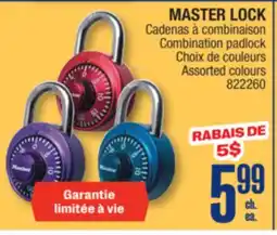 Jean Coutu MASTER LOCK Combination padlock Assorted colours offer