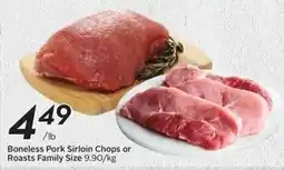 Sobeys Boneless pork sirloin chops or roasts family size offer