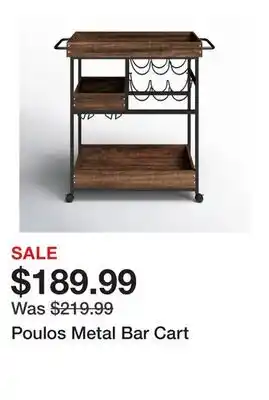 Wayfair Poulos Metal Bar Cart offer