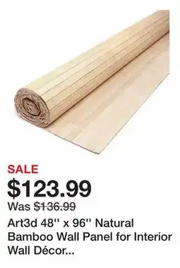 Wayfair Art3d 48'' x 96'' Natural Bamboo Wall Panel for Interior Wall Décor for Living Room, Bedroom offer