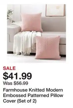 Wayfair Farmhouse Knitted Modern Embossed Patterned Pillow Cover (Set of 2) offer