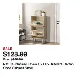Wayfair Natural/Natural Lavenia 2 Flip Drawers Rattan Shoe Cabinet Shoe Storage Organizer Unit offer