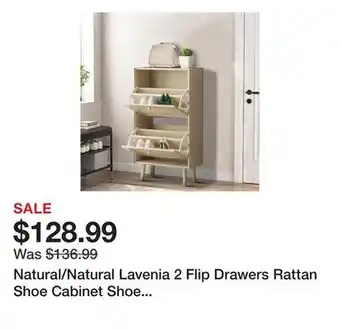 Wayfair Natural/Natural Lavenia 2 Flip Drawers Rattan Shoe Cabinet Shoe Storage Organizer Unit offer
