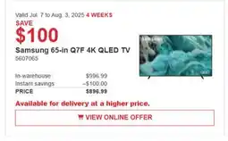Costco Samsung 65-in 4K QLED TV offer