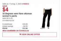 Costco 32 Degrees semi flare ottoman woman's pants offer