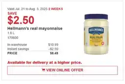 Costco Hellman's real mayonnaise offer
