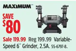 Canadian Tire MAXIMUM Variable- Speed 6˝ Grinder, 2.5A offer