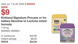 Costco Kirkland signature procare or for babies sensitve to lactose infant offer