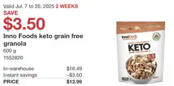 Costco Inno Foods keto grain free granola offer