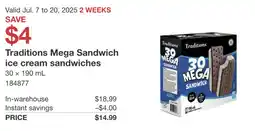 Costco Traditions Mega Sandwich ice cream sandwiches offer