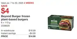 Costco Beyond Burger frozen plant-based burgers offer