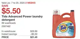 Costco Tide Advanced Power laundry detergent offer