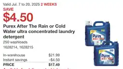 Costco Purex after the rain or cold water ultra concentrated laundry detergent offer