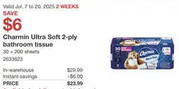 Costco Charmin Ultra Soft 2-ply bathroom tissue offer