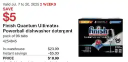 Costco Finish Quantum Ultimate+ Powerball dishwasher detergent offer