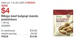 Costco Bibigo beef bulgogi mandu potstickers offer