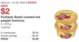 Costco Fontaine Santé roasted red pepper hummus offer